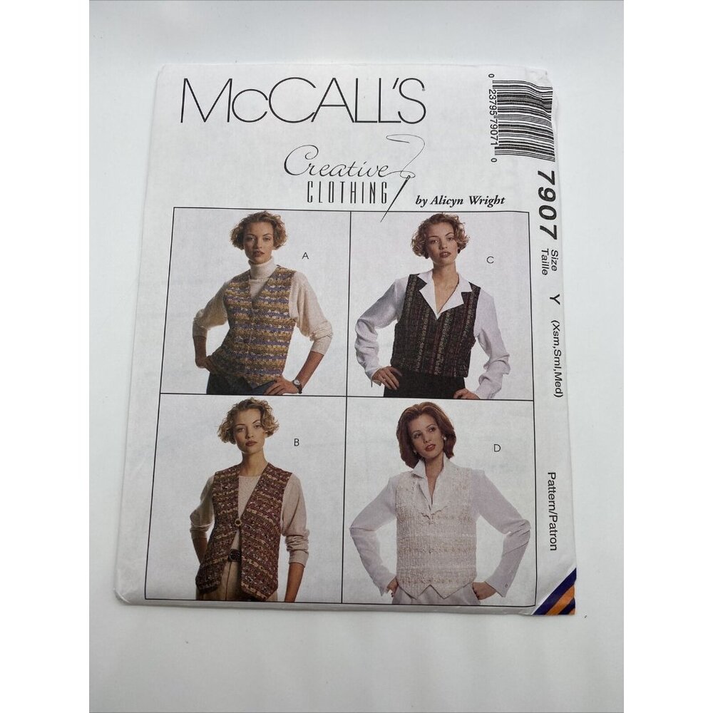 McCall's 7907 Pattern Creative Clothing PInweave Vests Misses XS-S-M Uncut FF